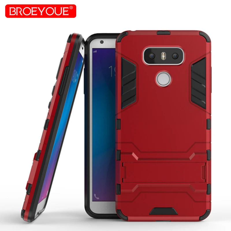 

BROEYOUE Armor Case For LG G4 G4 Stylus G5 G6 Q6 Q8 V20 V30 C40 Hybrid Silicone Hard Iron Man Protective Case For LG X-power LV3