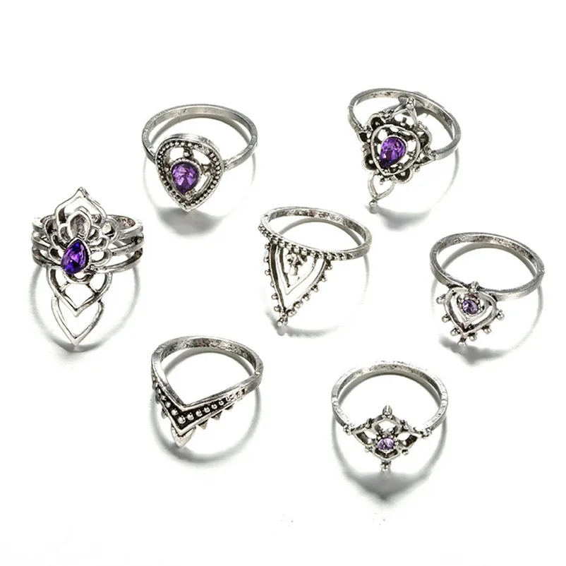 2018 New Arrival Fashion Natural Gemstone Fire Opal Ring Wedding Engagement Jewelry Retro Set Rings for women Ring Set J13#N (6)