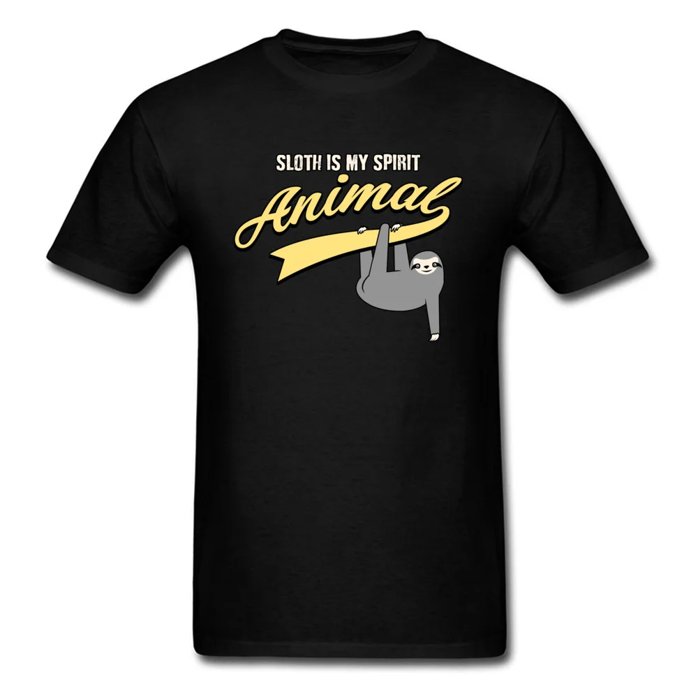 Print Prevailing Short Sleeve Casual T-shirts 100% Cotton Crewneck Mens T Shirt Summer Clothing Shirt Thanksgiving Day Funny Sloth Spirit Animal shirt   men women youth tee shirts black