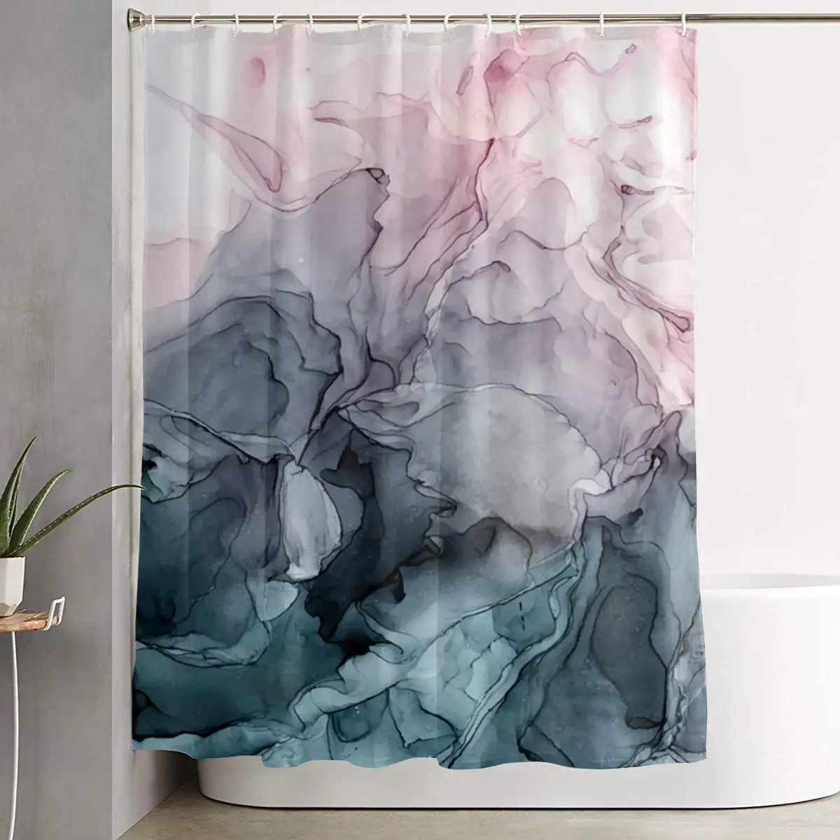 Blush And Paynes Grey Flowing Abstract Painting Shower Curtains Shower Curtains Aliexpress Blush And Paynes Grey Flowing Abstract Painting Shower Curtains Shower Curtains Aliexpress