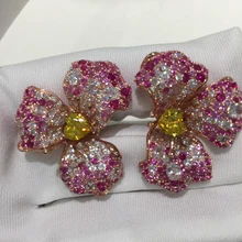 Серьги-гвоздики в виде цветка из стерлингового серебра 925 пробы с кубическим цирконием милые романтические Модные женские ювелирные изделия