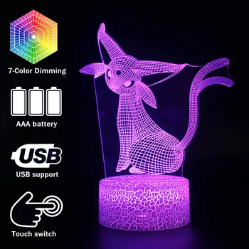 

7 Colors Changing Table Projection Lamp Pocket monster Action Figure illusion 3D light up Luminous toys for children gifts my136
