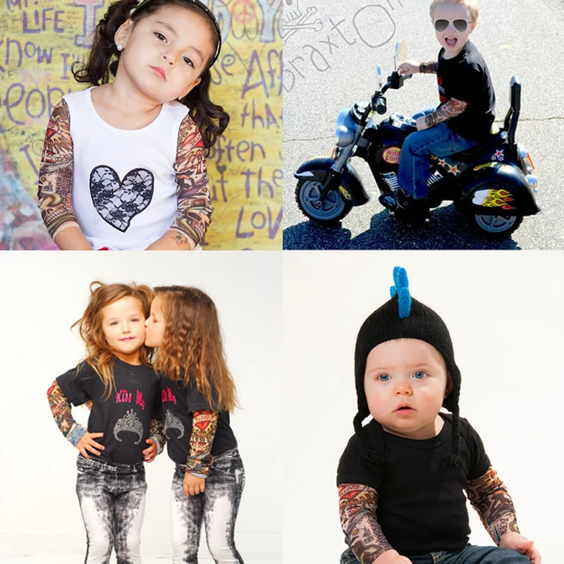 Tattoo Sleeves Kids Summer Arm Sun Protection Sleeve Boys Girls Hip Hop Sport Sleeves Arms kids tattoo sleeves