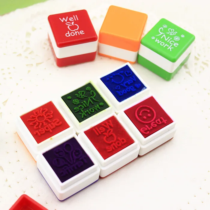  6pc/set Kindergarten Teachers reward Stamper Children School Motivation Praise Reward Stamps Sticke - 33032403337