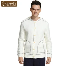 Домашняя одежда на осень пары Повседневное пижамные комплекты мужской теплая куртка на подкладке из хлопка, одежда для сна, костюм Для мужчин с капюшоном, кардиган, жакет с воротником и брюки