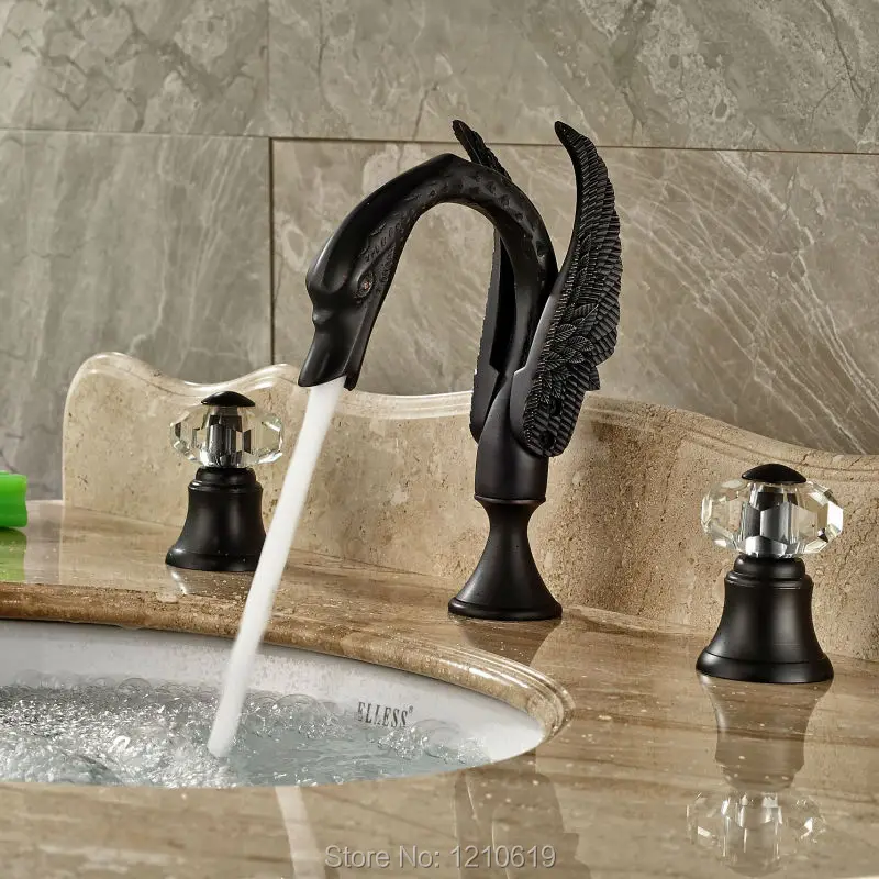 Us 89 5 50 Off Uythner Newly Euro Style Bathroom Swan Basin Faucet Mixer Tap Dual Handles Oil Rubbed Bronze Vessel Sink Faucet In Basin Faucets From