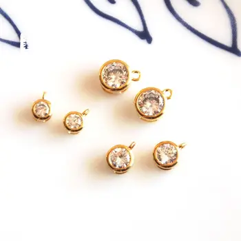 

wholesale 4 pcs/lot gold color cz stone cubic zirconia charms golden 4mm/5mm/6mm jewelry making DIY for women