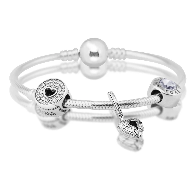 

Clip Bracelets With 3pcs Beads 100% 925 Sterling Silver Crystal CZ Charm Pack DIY Fine Jewelry Making Free Shipping