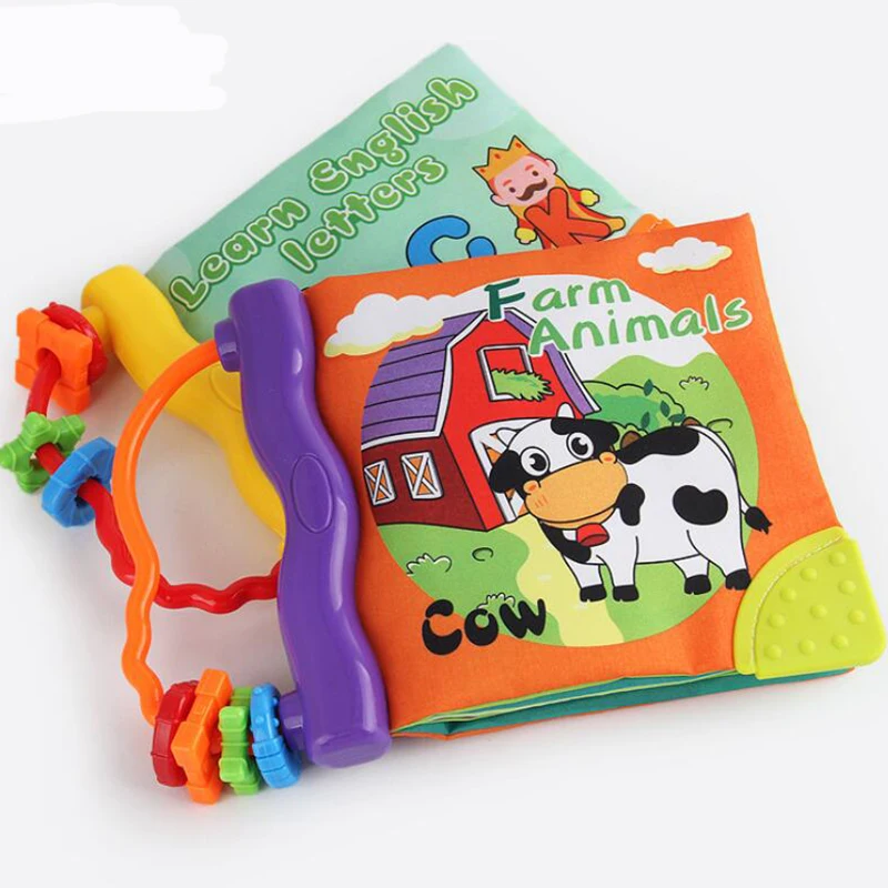 Baby Fabric Cloth Books Animals Words Fruit Education Cartoon Book Kids Early Learning Children Soft Cloth Book With Teether Toy Baby Fabric Cloth Books Animals Words Fruit Education Cartoon Book Kids Early Learning Children Soft Cloth Book With Teether Toy