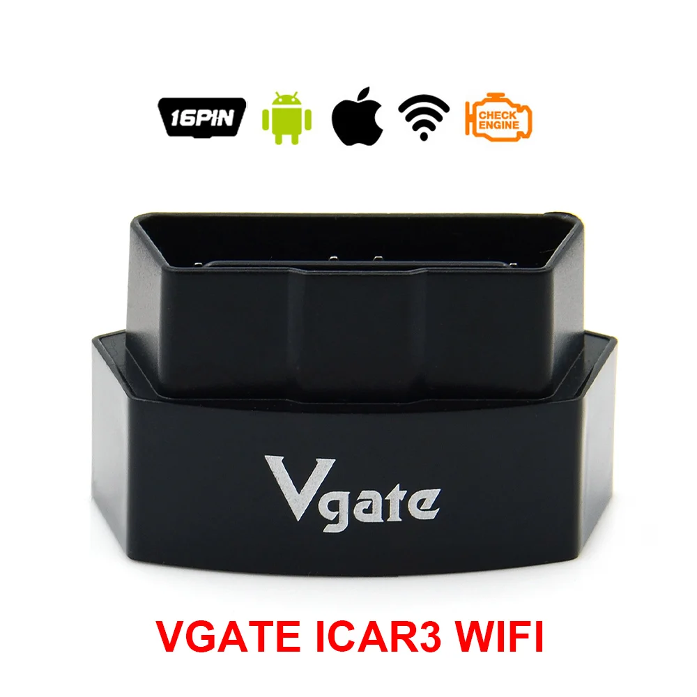 A++ качество Vgate iCar3 ELM327 Bluetooth/wifi интерфейс для IOS/Android Vgate Icar 3 wifi ELM 327 OBD2 автомобильный диагностический сканер - Цвет: ICAR3 WIFI BLACK