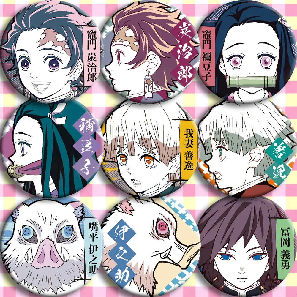 

9 Type Anime Demon Slayer: Kimetsu no Yaiba Kamado Tanjirou Kamado Nezuko Agatsuma Zenitsu Cosplay Prop Brooch Plastic Badges