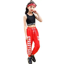 Детские современные танцевальные костюмы в стиле джаз, хип-хоп, без бретелек, с коротким рукавом, Одежда для танцев для девочек, нарядное платье для уличных танцев