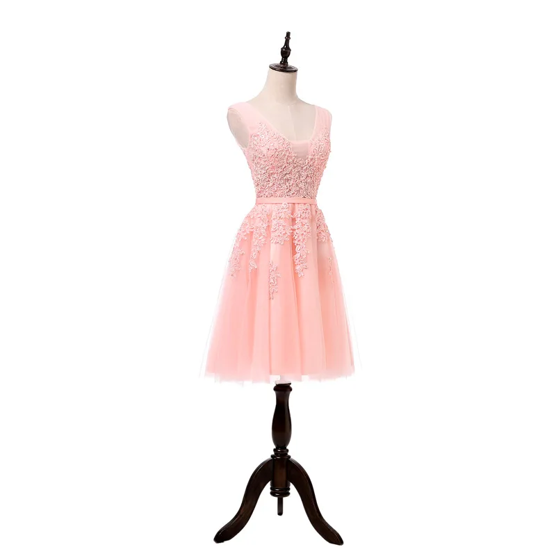 cocktail party Dresses short Vestido de Festa mini sexy appliques dress V-neck beading pearls
