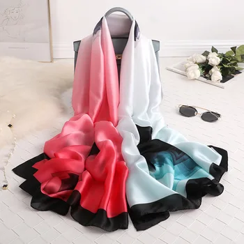 

Fashion Scarf female summer wild elegant ladies silk scarf vacation Color matching beach towel women shawl pashmina