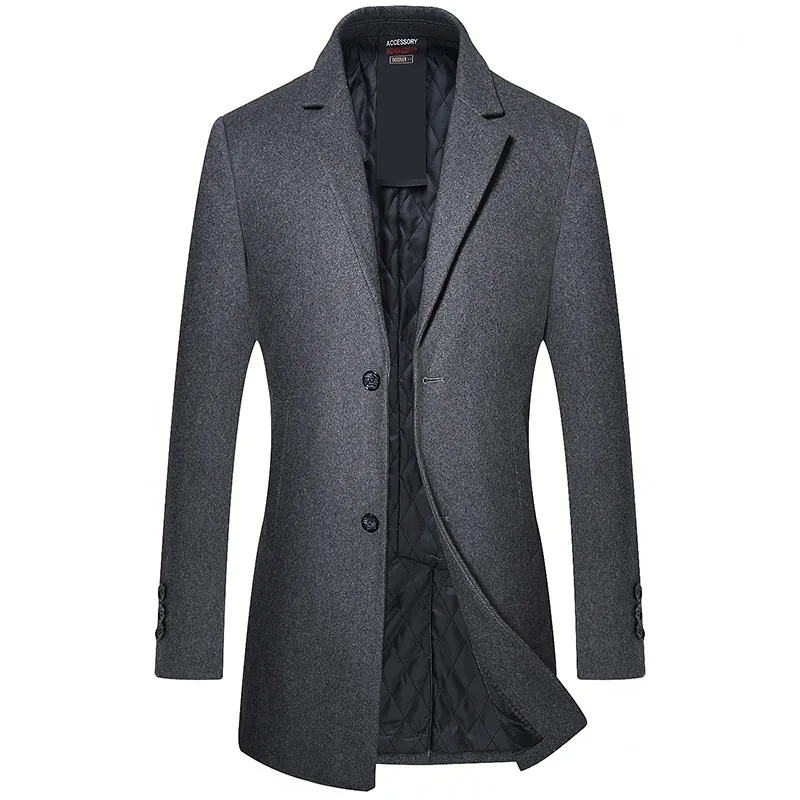 

Brand Winter Coat Men Long Casual Slim Fit Mens Wool Coat Jacket Wool Blend Warm Thick Overcoat Men Large Size Chaqueta Hombre