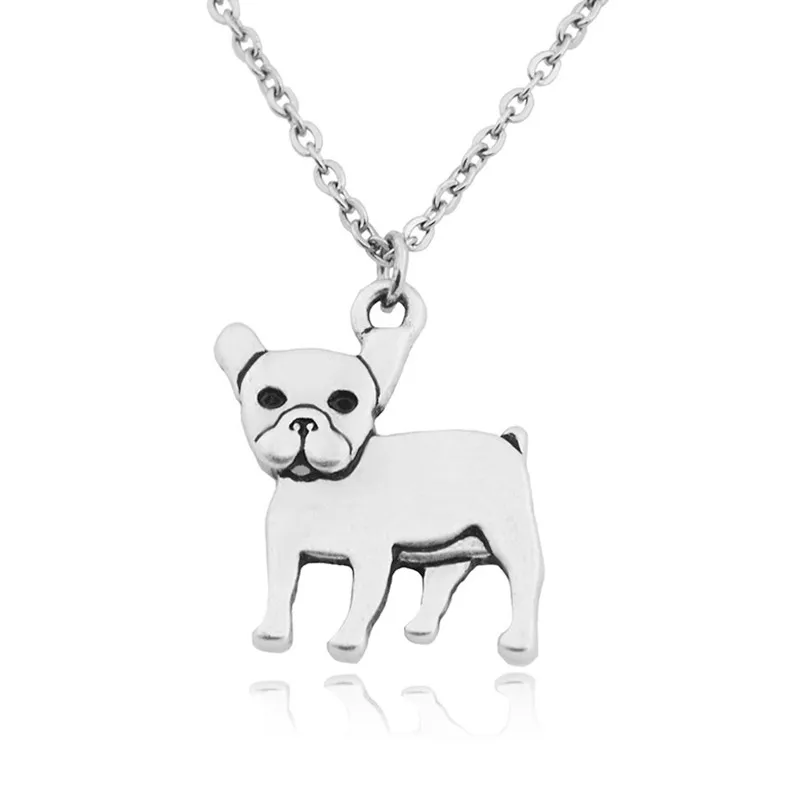 

Retro Silver Stainless Steel Long Chain French Bulldog Pendant Necklace Dog Lover Gift Necklaces For Women Men Jewelry Chocker