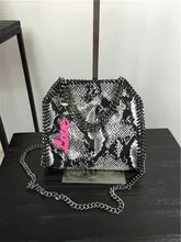 MINI 18 CM Shaggy Deer PVC famous Serpentine pattern steel metal chain crossbody shoulder bag