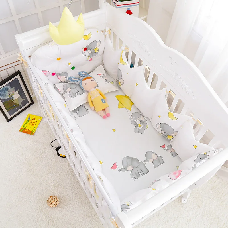 5 pcs/set Winter Warm <b>Baby Bed</b> Cotton Linens Crown Shape ...