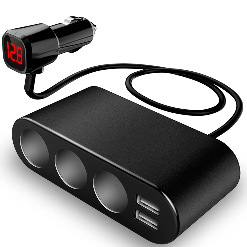 3-Port 12/24V Charger Universal Dual USB LCD Display Voltmeter Cigarette Lighter Socket Splitter Power Adapter Car Chargers | Мобильные