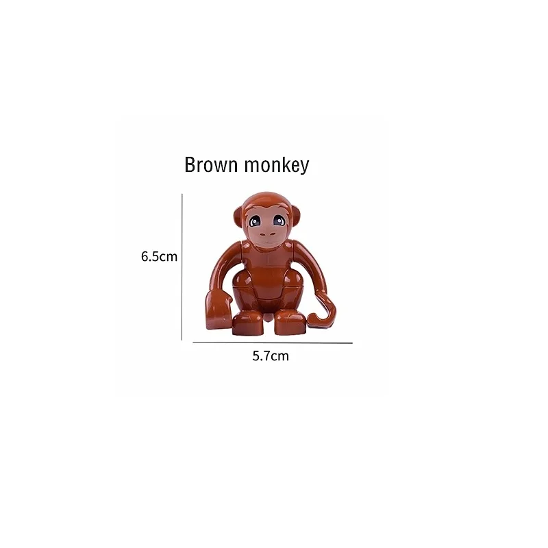 Животные модели серии Фигурки большие Кирпичи Строительные животные мир совместим с Duploed блоки детские развивающие игрушки Детский подарок - Цвет: brown monkey