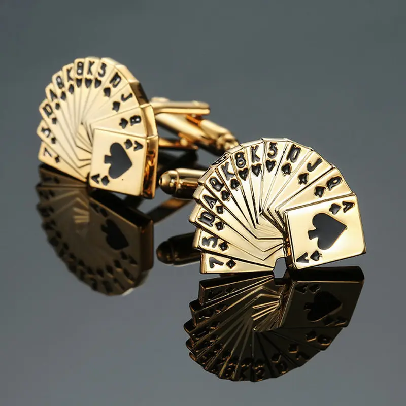 

High-quality fashionable men's Cufflinks luxury French shirts Cufflinks golden poker Cufflinks free of freight