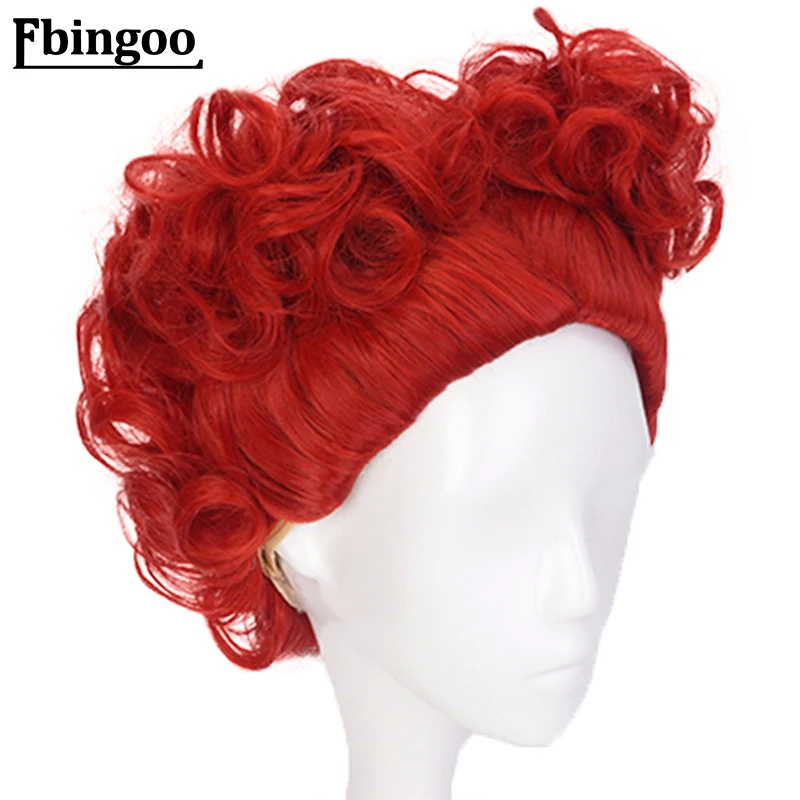 Ebingoo Алиса в стране чудес Красная Королева женский короткий кудрявый Синтетический Косплей парик для Хэллоуина костюм Ролевые игры сердца
