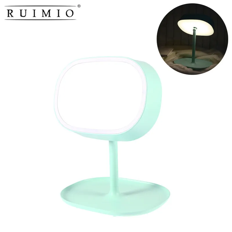 

RUIMIO Rechargeable Touch Screen Lighted Makeup Mirror LED Lamp Table Stand Cosmetic Mirror Night Light Women Beauty Mirror Tool