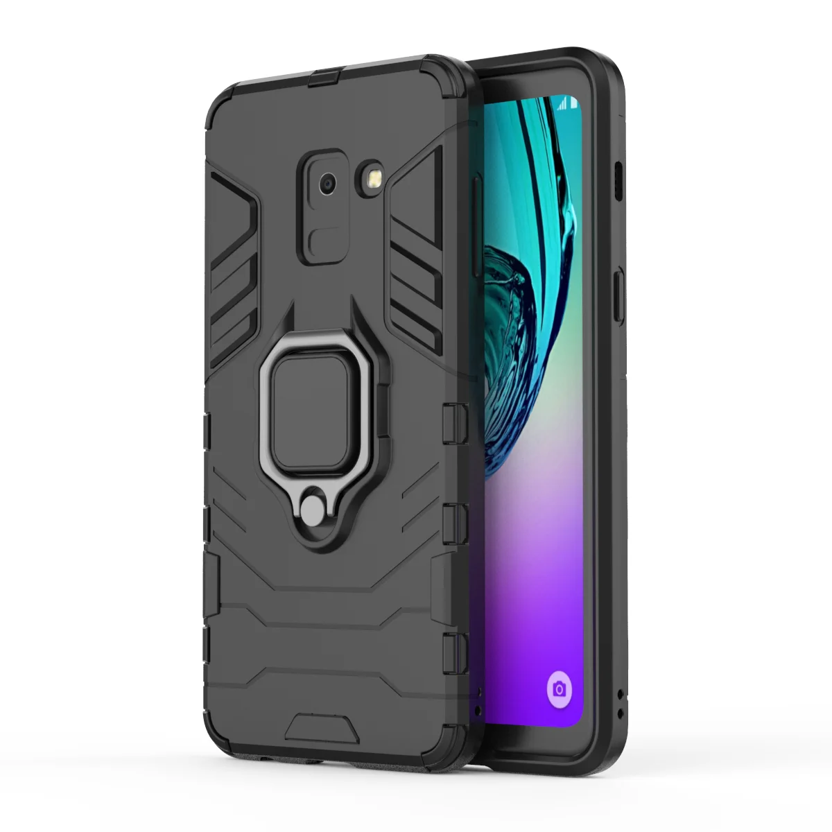 Роскошный защитный чехол с кольцом для Samsung Galaxy A7 A9 A8 2018 магнитной противоударной
