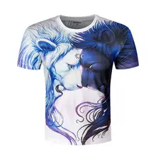 2017 La Más Nueva Manera de Harajuku Hombres/Mujeres Camiseta de la Impresión 3d León Blanco Negro Hip Hop Marca T Tops Camisa de Verano Tees(China (Mainland))