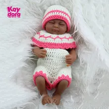 10 дюймов полная виниловая Кукла Мягкие мини силиконовые детские куклы игрушки для ванной африканские американские Этнические куклы Сонная девочка, которая выглядит как настоящие дети