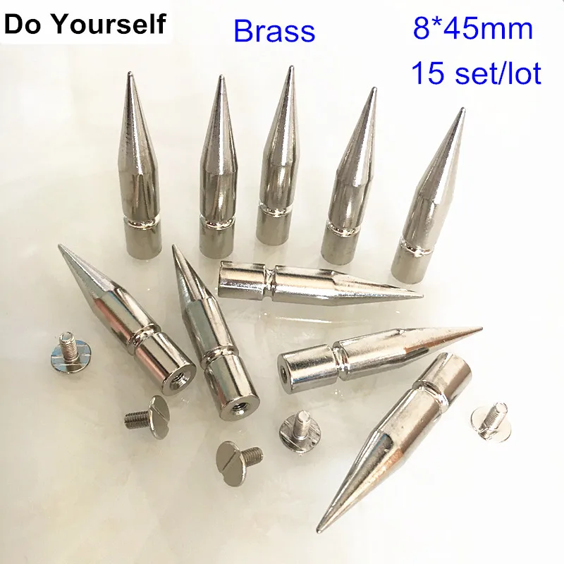 

15 Set Long Bullet Rivet Spike Stud,8*45mm Screw in DIY Rivet,Brass Rivet Stud Silver Color,Punk Rock Spike Clothing Decoration