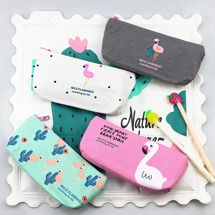 Kawaii Фламинго оригинальность карандаш кактус чехол в Корейском стиле из плотной