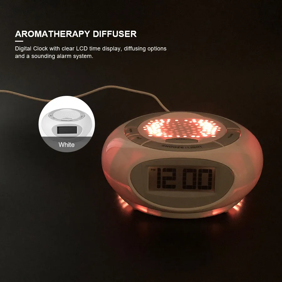 Essential Масла для ароматерапии диффузоры беспроводной создатель тумана светодиодный часы ночник Essential спа-масло Арома диффузор для дома
