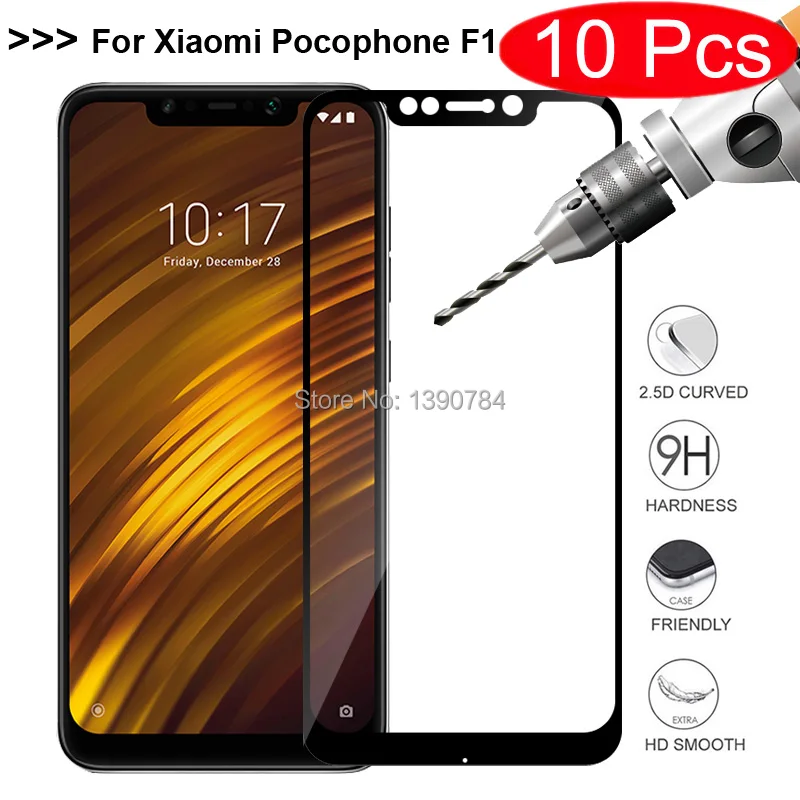 

10Pcs 2.5D Full Cover Tempered Glass For Xiaomi Pocophone F1 6.18" Screen Protector For Xiaomi Pocophone F1 F 1 Phone Glass Film