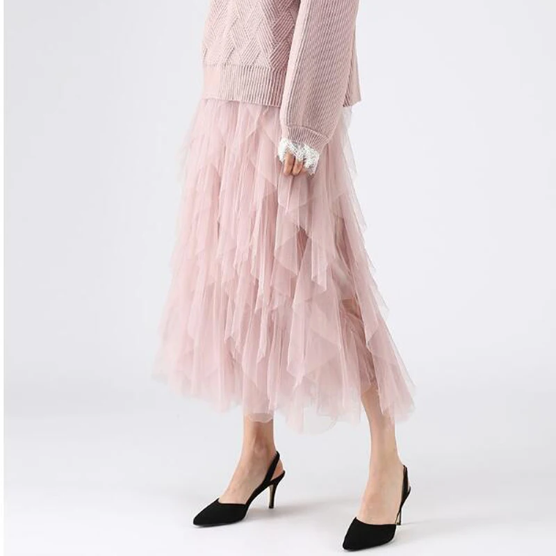 Розовая женская блуза с послойным расположением ткани, оборочками и v-образным вырезом Тюль по щиколотку юбки женские молнии пыльно-голубой модная женская пачка юбка индивидуальный заказ