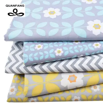 

New Twill Cotton Fabric Patchwork Gray Tissue Cloth Fat Quarter Bundle Of Handmade DIY Quilting Sewing Textile Material 5pcs/lot