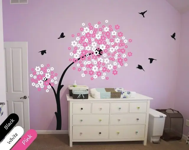 modern baby nursery wall decals, tree wall decal, blossom decal