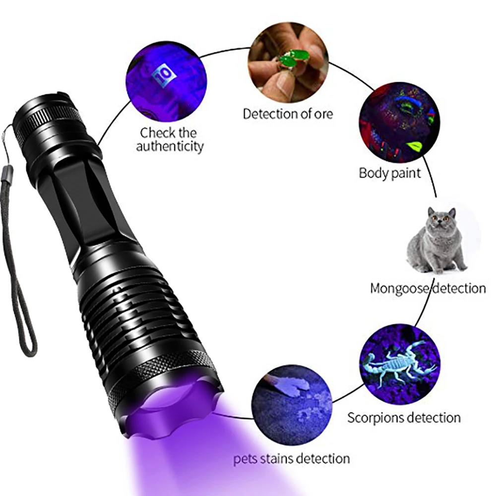 2в1 УФ-фонарик Белый светодиодный фонарь Linternas 395nm Ультрафиолетовый детектор мочи для кемпинга питомец моча ловить скорпионов