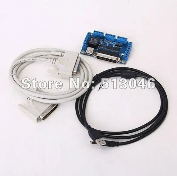 

NEW 5 Axis DC 5V CNC mach3 Breakout Board for Stepper Driver Controller + DB25 / USB Cable