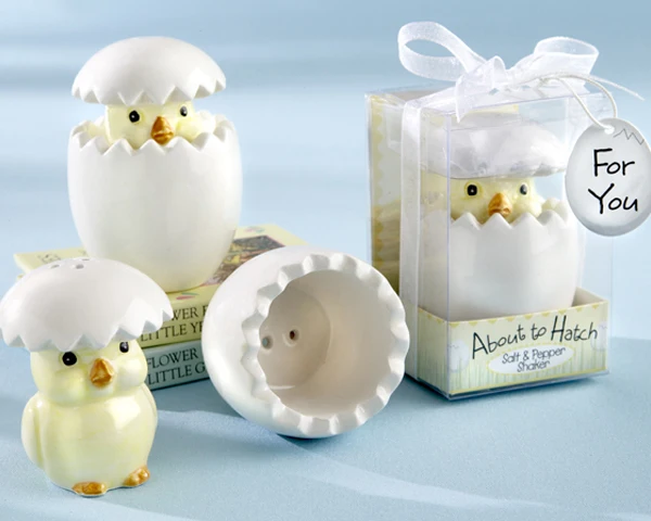 

30Pcs/lot(15sets) "About to Hatch" Ceramic Baby Chick Salt & Pepper Shakers Favor For baby shower Gift and Baby decorations