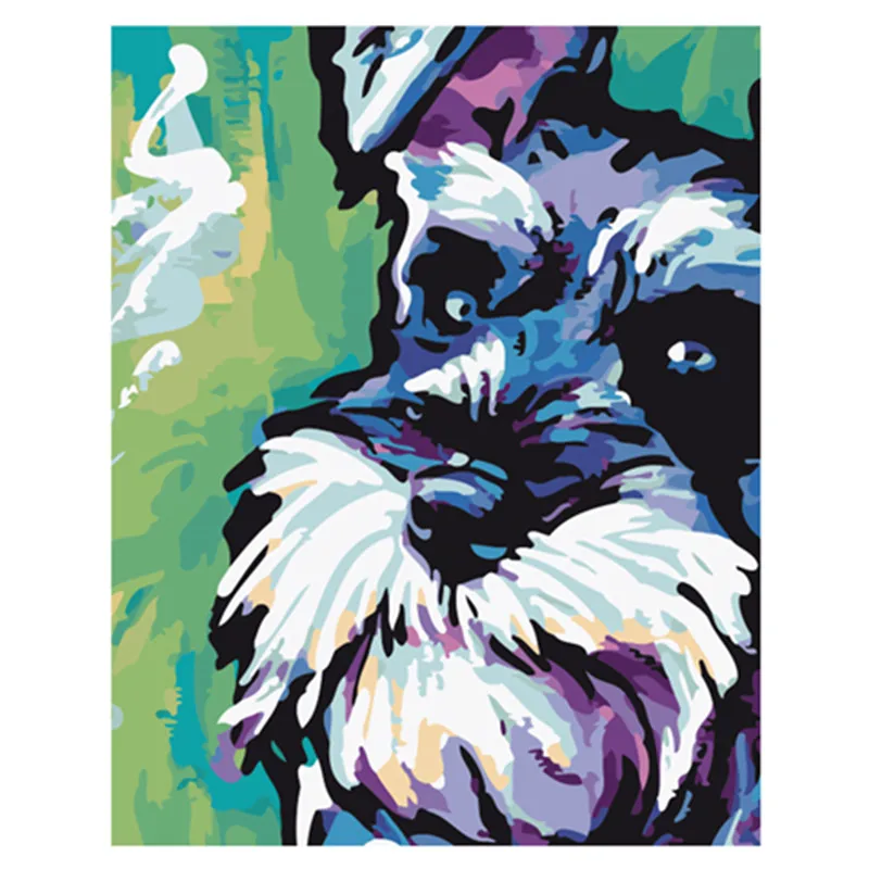 

Painting By Numbers DIY Dropshipping 40x50 50x65cm Schnauzer puppy cute Animal Canvas Wedding Decoration Art picture Gift