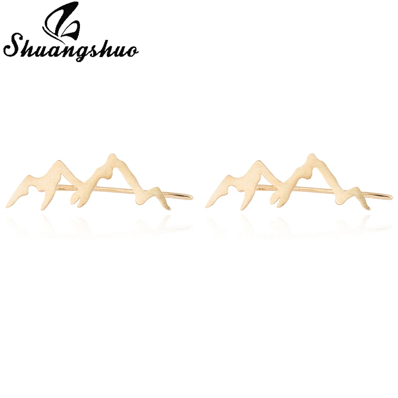 Shuangshuo корейский гвоздик в виде веточки серьги для женщин серьги горные Серьги Серебряные длинные серьги-гвоздики Mujer подарок - Окраска металла: Золотой цвет