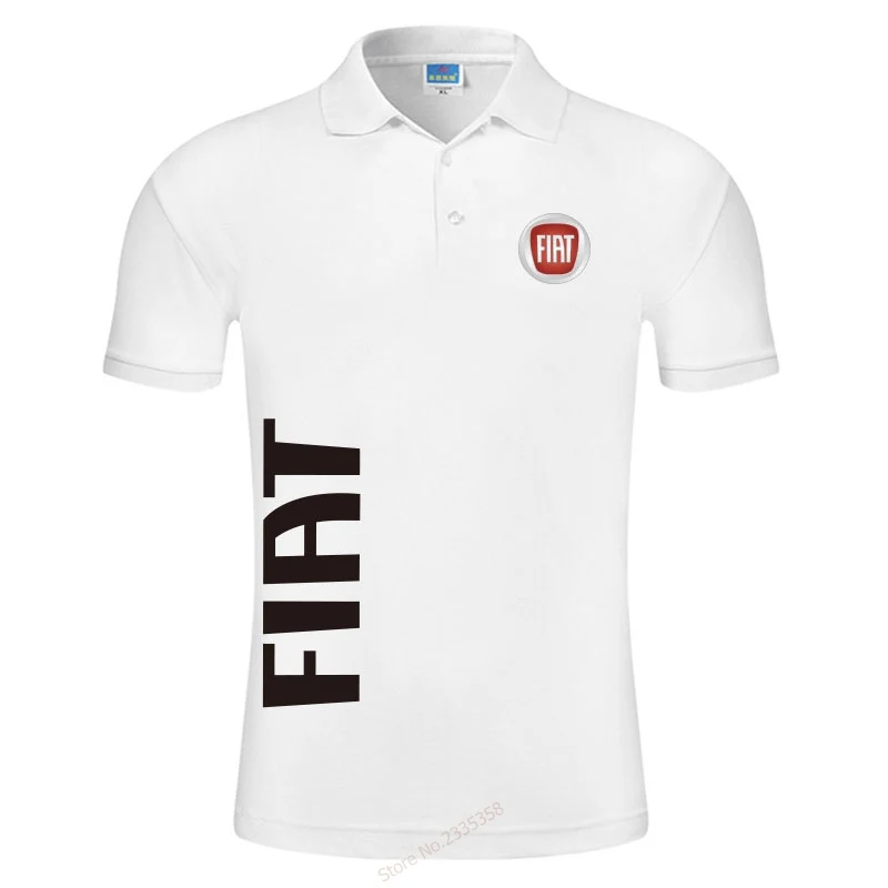 Высококачественная брендовая Новая Летняя мужская рубашка Поло FIAT для мужчин, хлопковые топы - Цвет: Белый