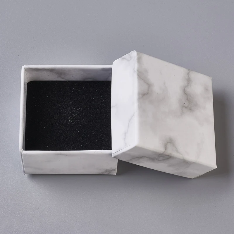 Cheap 24pcs Paper Cardboard Jewelry Boxes Storage Display Carrying Box For Necklaces Bracelets Earrings Square Rectangle Marble White