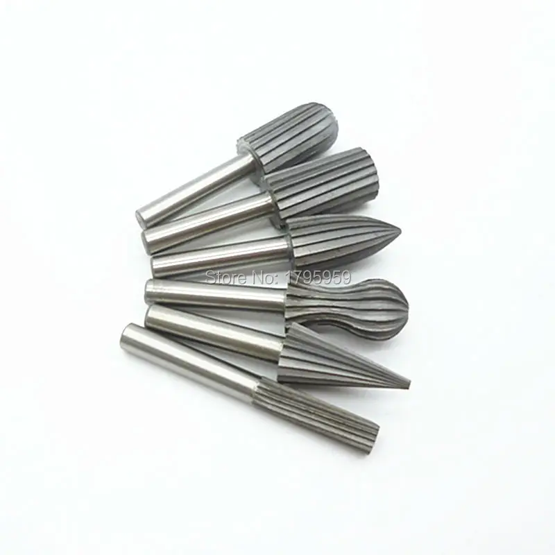 New 6 PCS Engraving Bit Cutter Burr 14 6mm Shank  Wood Carving Rotary Tools Milling Cutter Hss Carbide Cutter Rotary File Set (4)