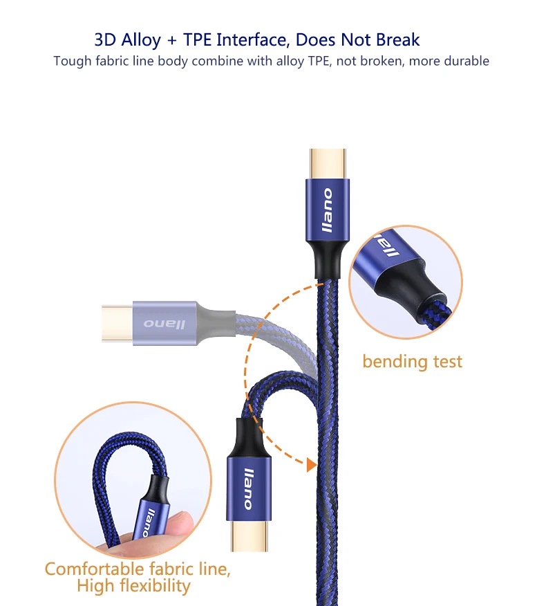 Кабель для передачи данных llano type c USB 5A millet 5/Huawei p9/glory 8/TVPlus 2/head C зарядный кабель