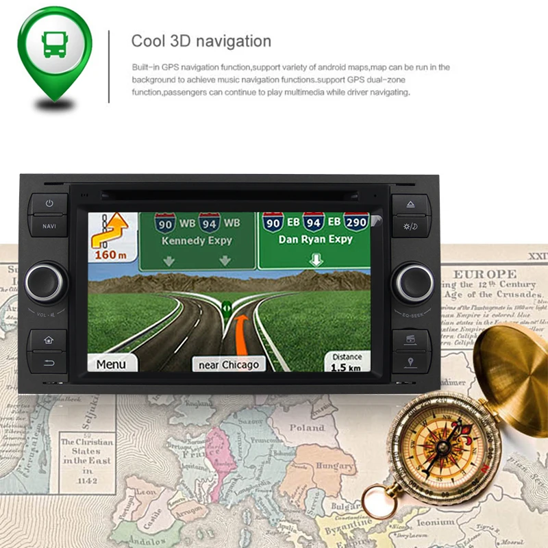Perfect 7" 4G RAM Android 9.0 Car DVD Player GPS Stereo Navigation For Ford Focus Kug Transit 2004 2005 2006 2007 car Radio navigator 11