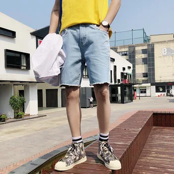 

Fashion Casual Punk Mens Short Jeans Brand Loose Straight Straight Short Denim Pants Motocycle Pockets Jean Hombre