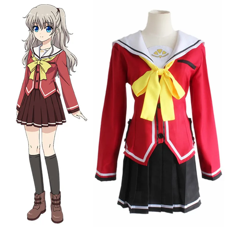 New Anime Charlotte Nao Tomori Red School Uniform Cosplay -2564