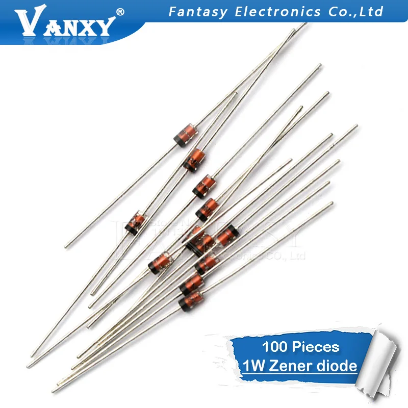 

100pcs 1W Zener diode DO-41 16V 18V 20V 22V 24V 27V 30V 33V 36V 39V 43V 47V 51V 56V 62V 68V 75V 1N4746A 1N4749A 1N4756A 1N4748A